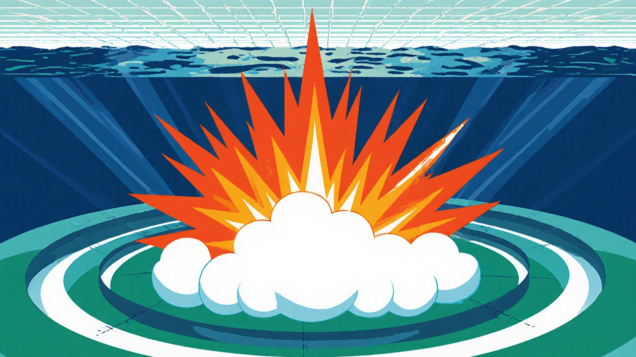 Cross‑section view of a nitroglycerin explosion creating a gas front.