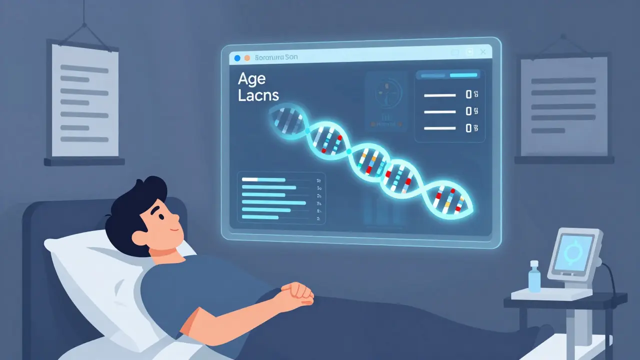 Futuristic AI analyzing patient data for personalized drug safety