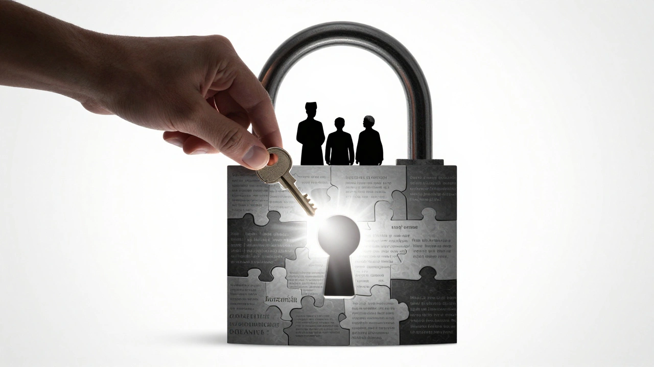 Hand inserting key into lock made of state shapes, symbolizing complex reporting laws with light bursting free.