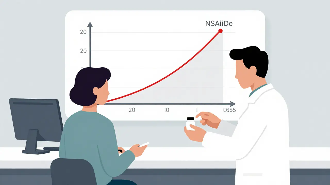 Pharmacist offering acetaminophen instead of NSAIDs with methotrexate level graph