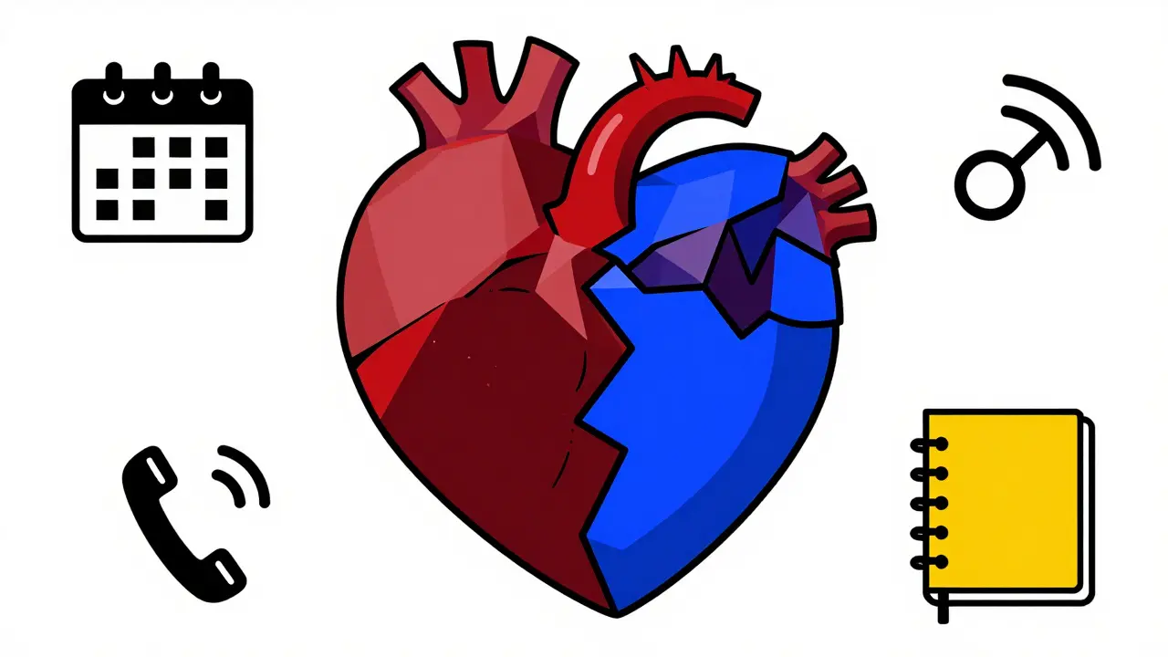 Split heart: chaotic red spikes vs. smooth blue waves, representing rapid vs. slow dosing.