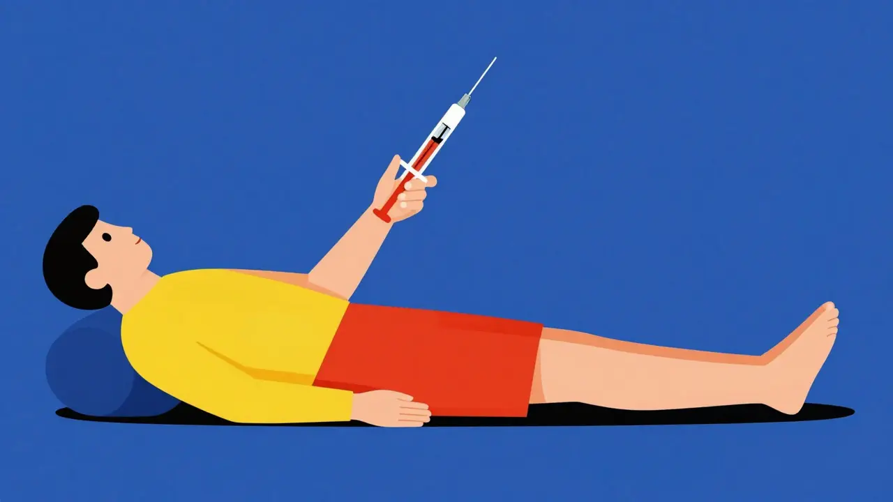 Injecting epinephrine into thigh at 90 degrees angle