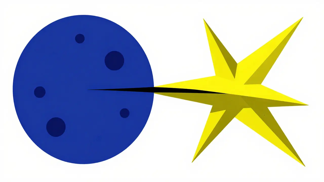 Abstract geometric representation of an antidote neutralizing a toxin in Bauhaus style