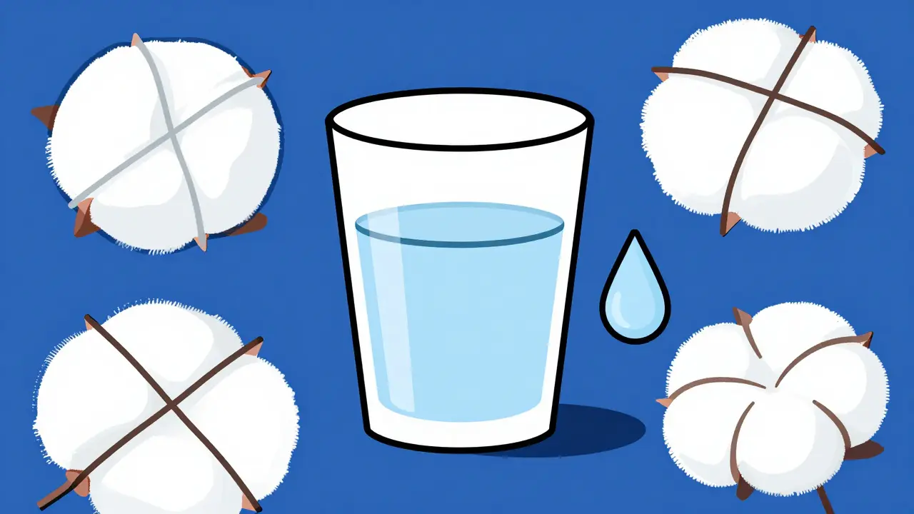 Bauhaus style abstract art showing a glass of water and breathable cotton fabric.