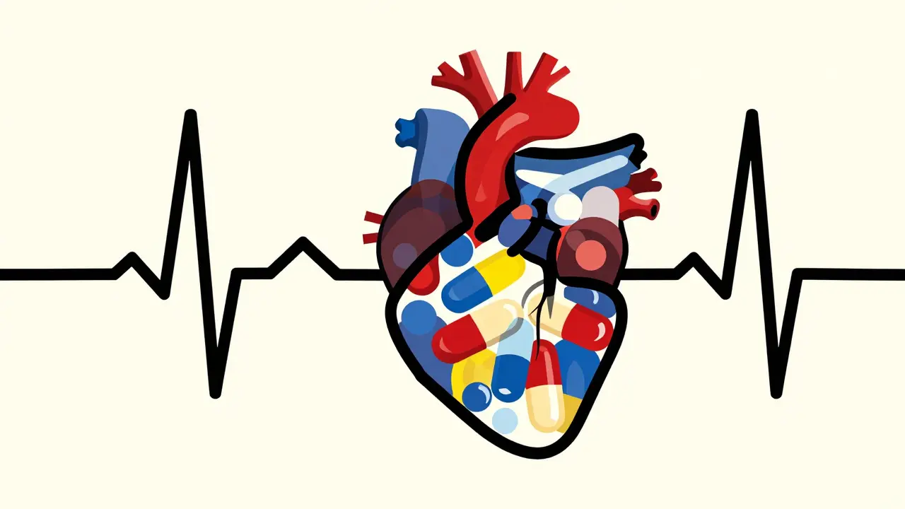 Abstract ECG waves distorted by medication