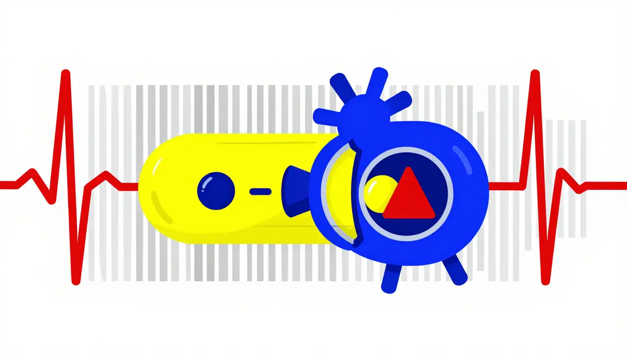 Abstract geometric art showing drug blocking heart potassium channels