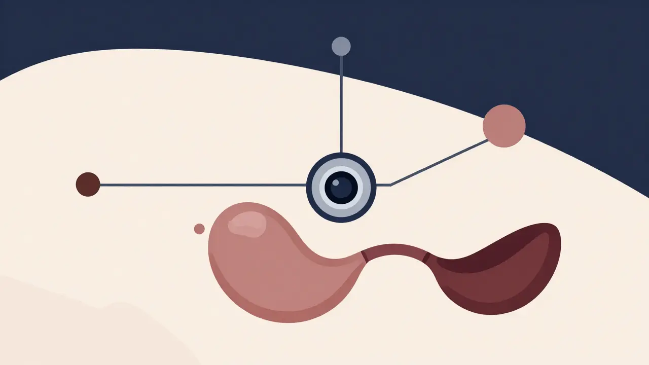 Geometric Bauhaus depiction of minimally invasive surgery with small incision points.