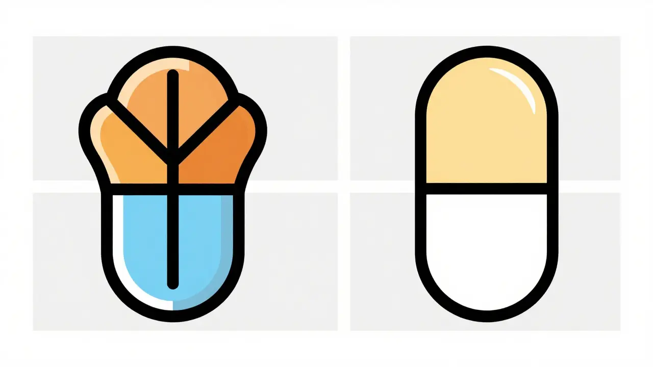 Geometric comparison showing generic and brand pills are equivalent