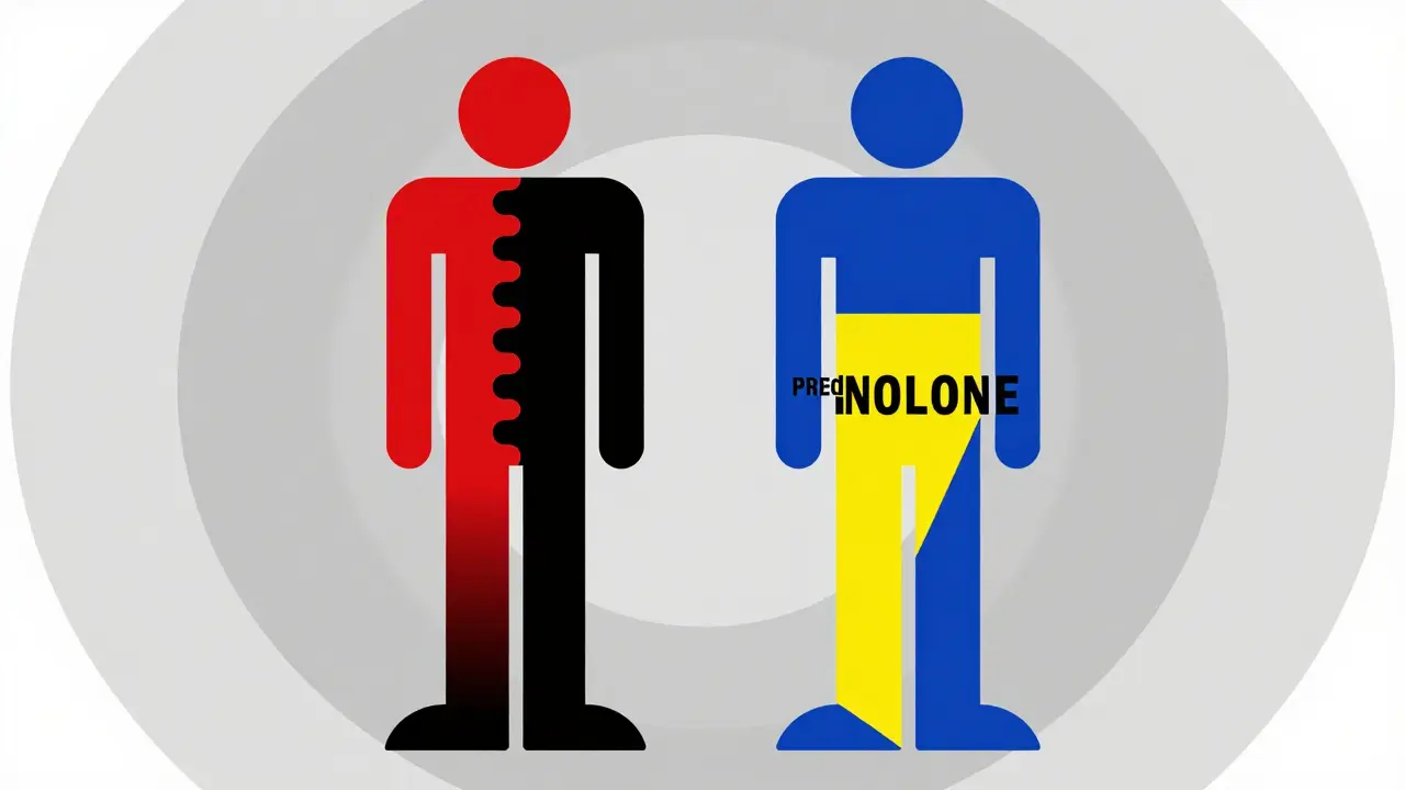 Two stylized geometric figures in contrasting colors illustrating the difference between look-alike drug names.