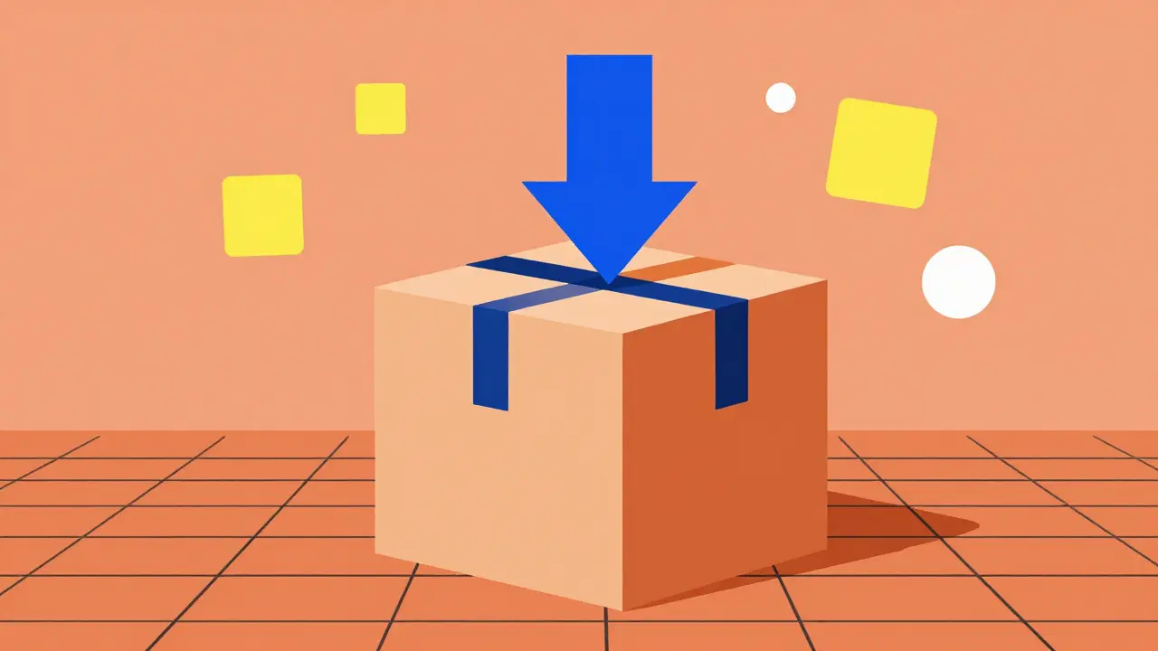 Stylized package delivery representing affordable generic medication at home.